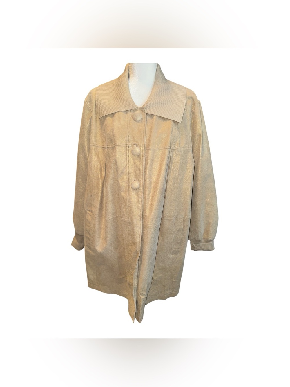 Vintage Bernardo Tan-Gold Leather Coat 2XL #96